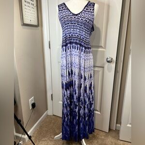 Soft Surrounds blue and white boho sleeveless maxi dress size XL